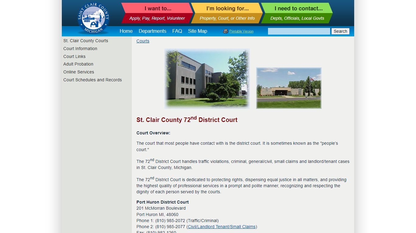 The Offices of St. Clair County - 72nd District Court